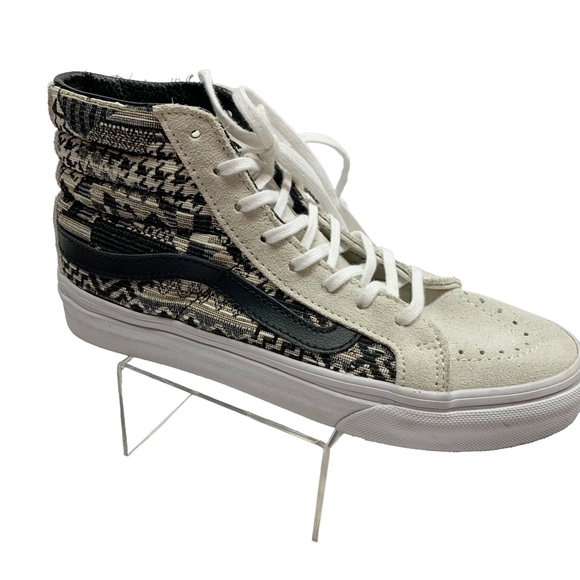 Vans Sk8-Hi Italian weave black & white high top sneakers 5.5 - Picture 3 of 15